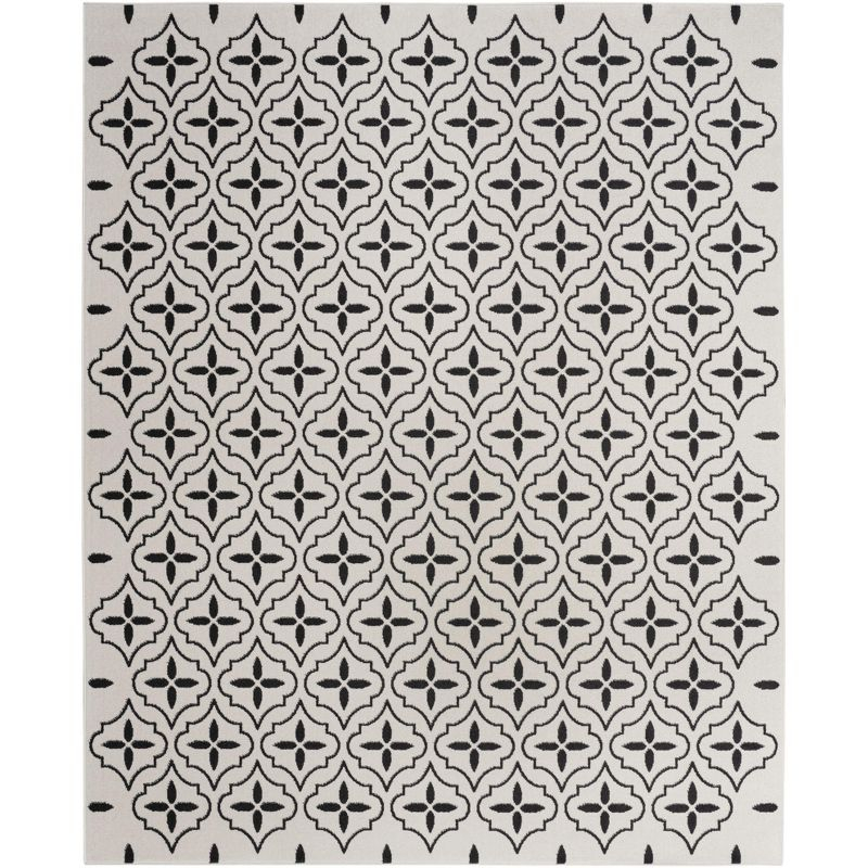 Nourison Essentials Moroccan Modern Indoor Outdoor Rug Ivory Black 5' x 7'