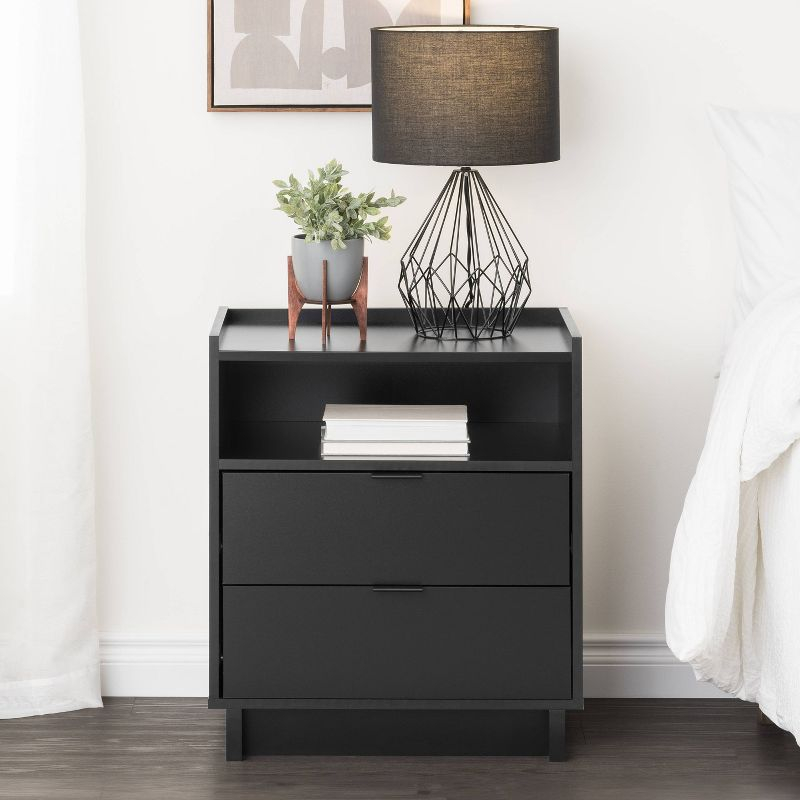 Prepac 23.75" Wide Simply Modern 2 Drawer Nightstand Black