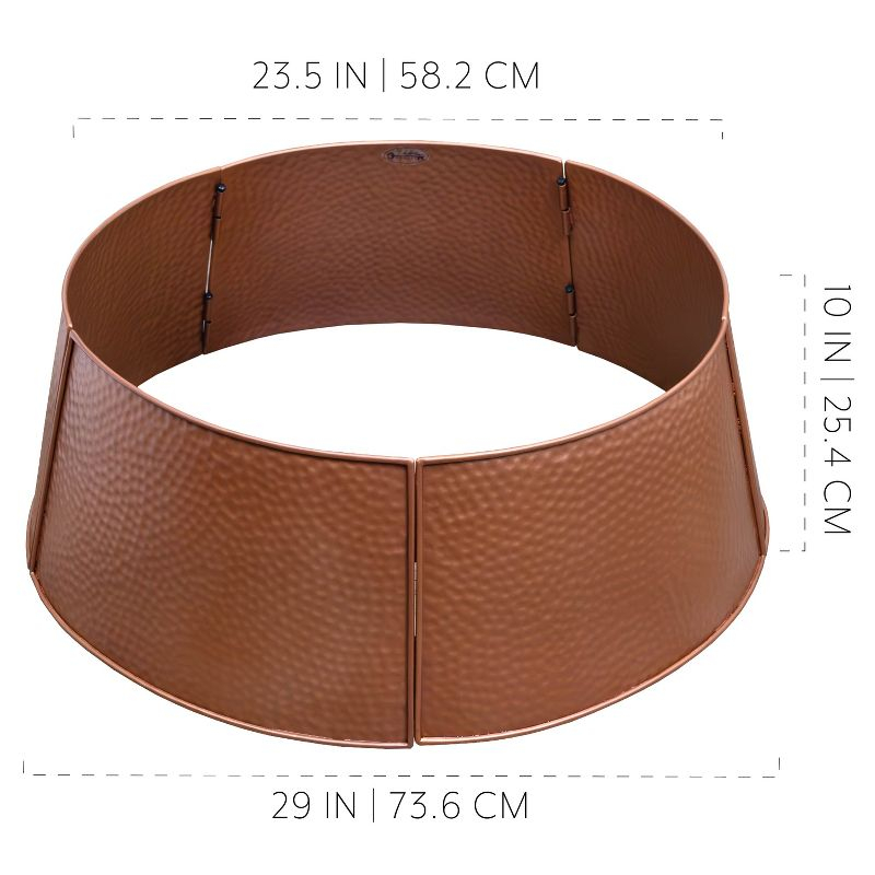 AuldHome Design 29" Copper Farmhouse Tree Collar, Farmhouse Enamelware Christmas Tree Skirt
