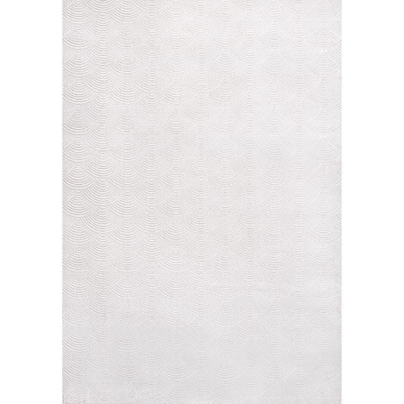JONATHAN Y Porter Geometric Art Deco Fan Pattern High-Low White/Light Gray 4 ft. x 6 ft. Area Rug