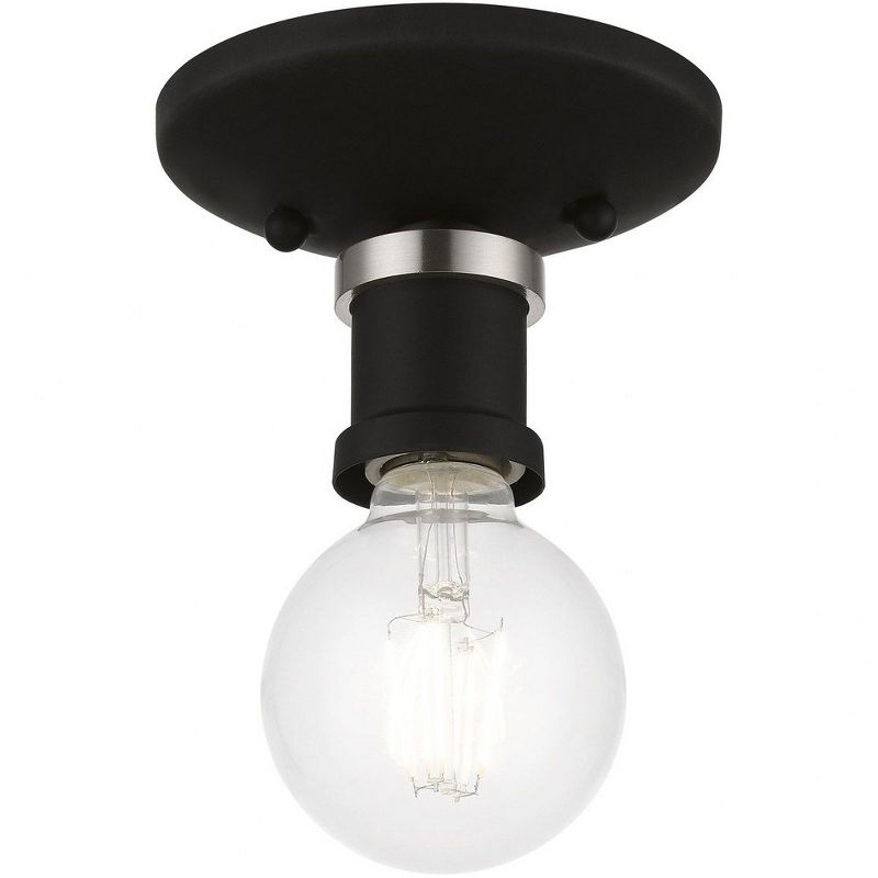 Livex Lighting Lansdale 1 - Light Flush Mount in  Black/Brushed Nickel