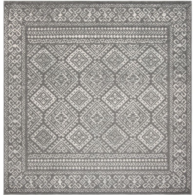 Tulum TUL264 Power Loomed Indoor Area Rug - Dark Grey/Ivory - 5'x5' - Safavieh