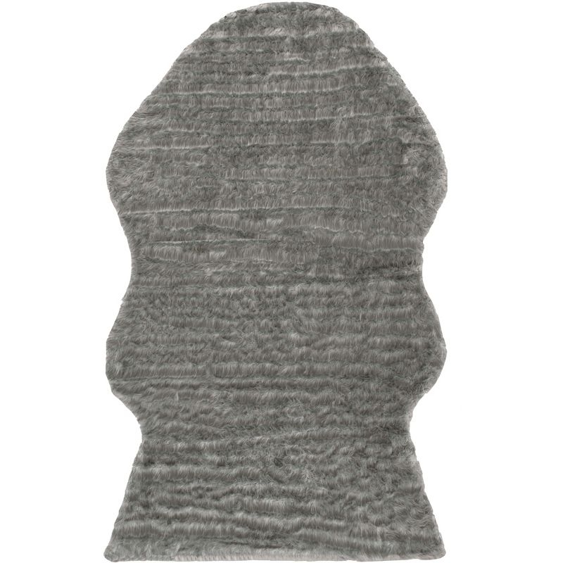 Faux Sheep Skin FSS118 Power Loomed Area Rug - Dark Grey - 5'x8' - Safavieh.