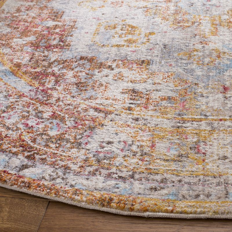 Vintage Persian VTP438 Power Loomed Indoor Area Rug - Cream/Multi - 5' Round - Safavieh