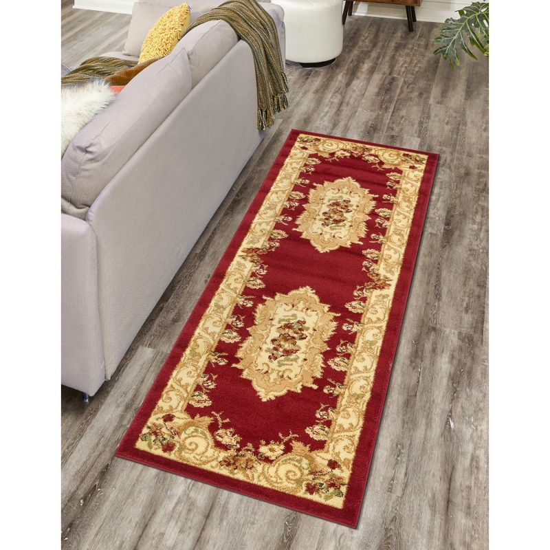 Unique Loom Versailles Collection Area Rug - Henry (2'  x 7' 1" Runner Red/Brown)