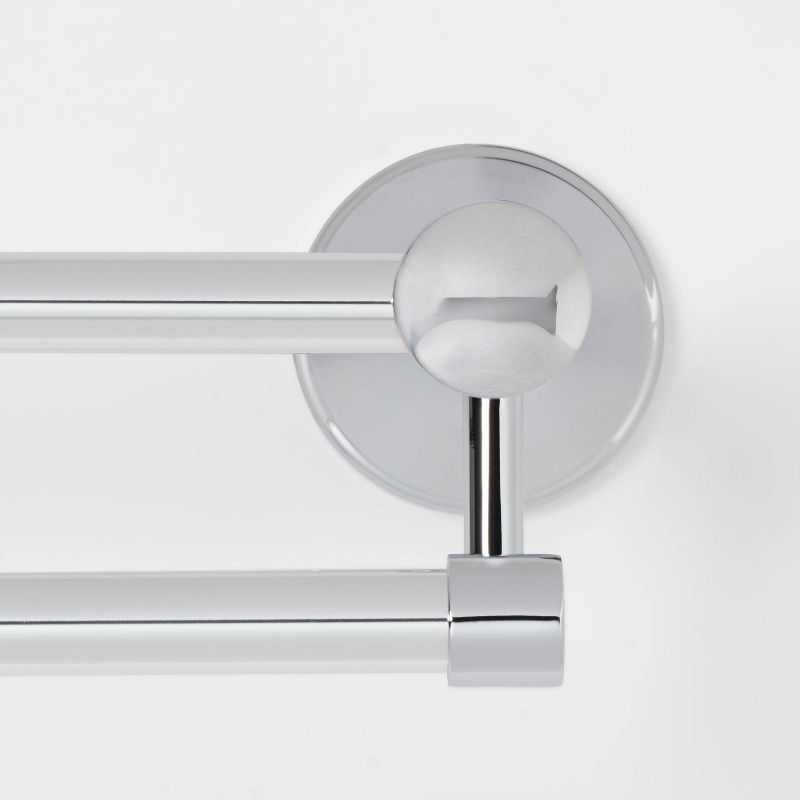 Casual Double Towel Bar Chrome - Threshold™: Aluminum & Zinc, Silver Finish, Bathroom Accessory