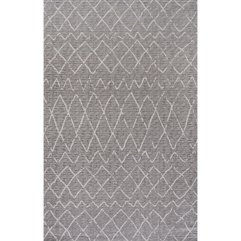 8'x10' Madaba Moroccan Trellis Indoor/Outdoor Area Rug, Gray/Cream - JONATHAN Y