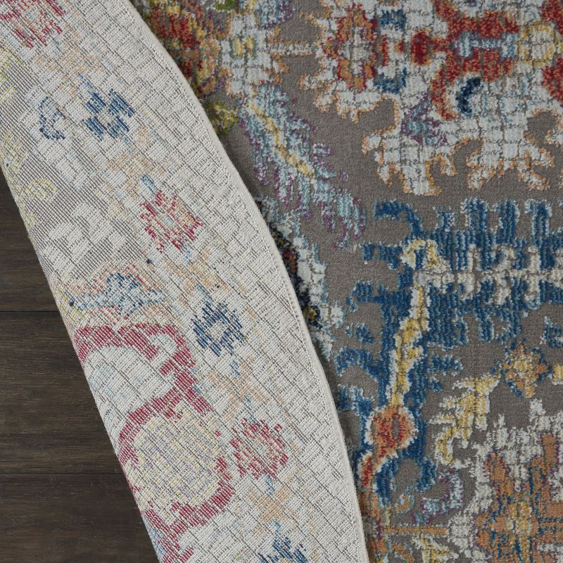 Nourison Global Vintage Traditional Bordered Indoor Area Rug Grey/Multicolor 6' x Round