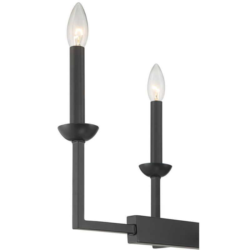 Possini Euro Design Black Linear Pendant Chandelier 50" Wide Industrial 8-Light Fixture for Kitchen Island Dining Room House Foyer