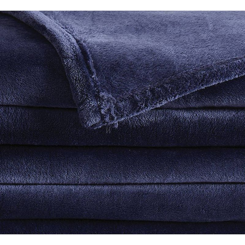 Truly Soft Velvet Plush Family Blanket Navy: 120x120" Microplush, Machine Washable, All Ages