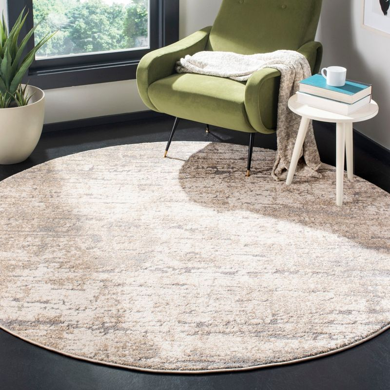 Spirit 100 SPR126 Power Loomed Indoor Area Rug - Taupe/Ivory - 6'7" Round  - Safavieh