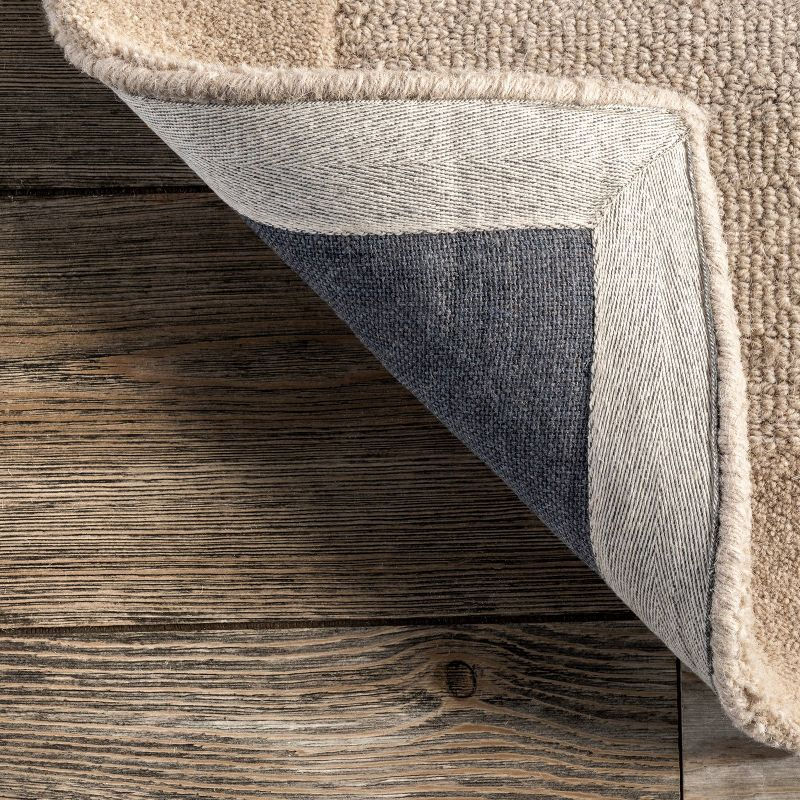 4'x6' Marianne Handmade Wool Border Area Rug Beige - nuLOOM: Solid Tufted Indoor Low Pile Rectangle Rug