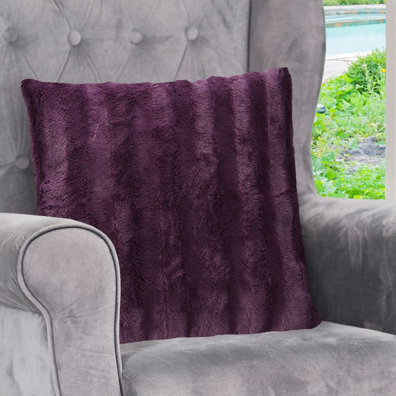 Cheer Collection Decorative Faux Fur Throw Pillow Cover - Purple, 20" x 20" (Pillowcase Only)