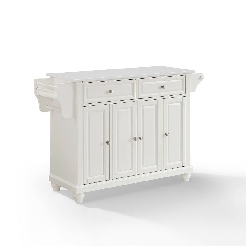 Cambridge Granite Top Full Size Kitchen Island/Cart White - Crosley: Adjustable, Storage, Spice Rack