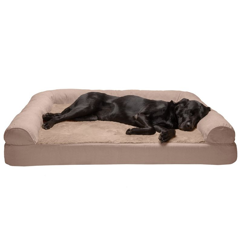 FurHaven Plush & Suede Full Support Sofa Dog Bed - Jumbo Plus, Almondine
