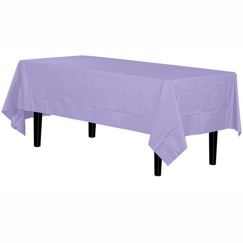 Crown Premium Quality Plastic Tablecloth 54 Inch. x 108 Inch. Rectangle - Lavender - 6 Pack