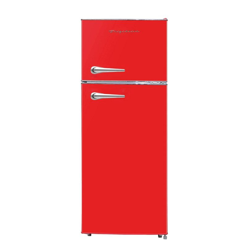 Frigidaire 7.5 cu ft Retro Freestanding Mini Refrigerator with Chrome Handle Red: ETL Listed, 2 Glass Shelves, 1-Year Warranty