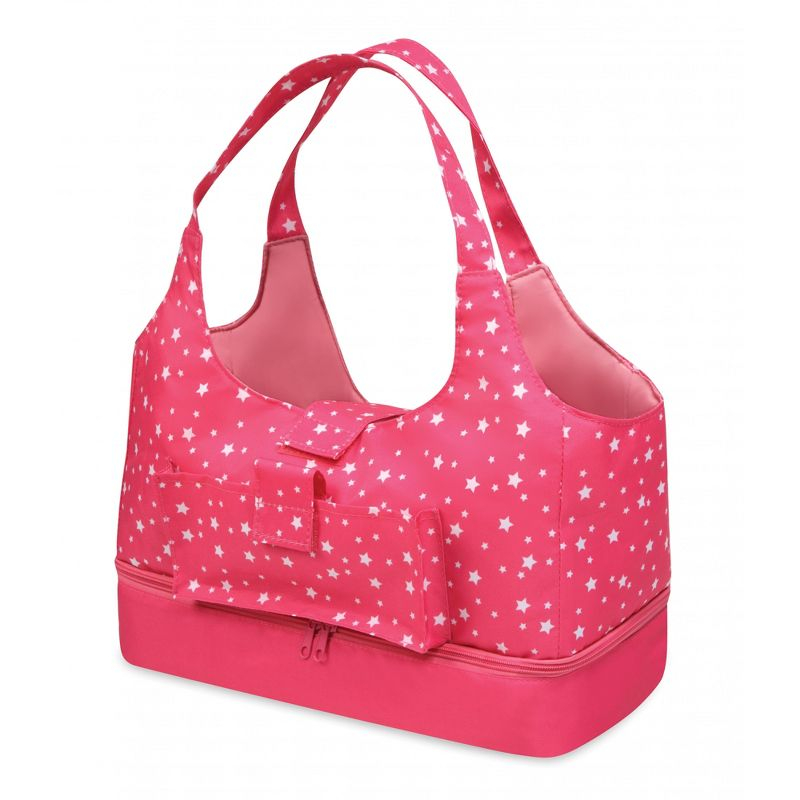 Badger Basket On-the-Go Doll Tote and Storage Bag - Pink Stars