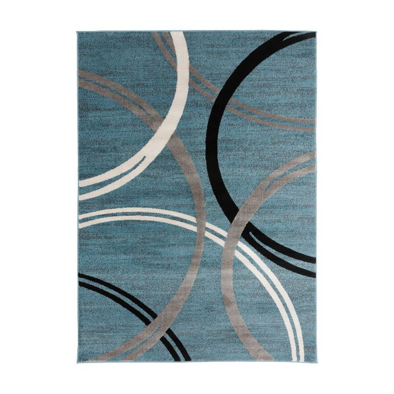 World Rug Gallery Contemporary Abstract Circles Design Blue 7'10" x 10'2" Area Rug