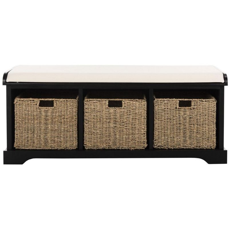 Lonan  Wicker Storage Bench - Black - Safavieh