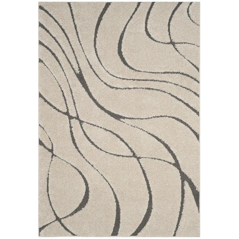Florida Shag SG471 Power Loomed Indoor Area Rug - Cream/Grey - 5'3"x7'6" - Safavieh