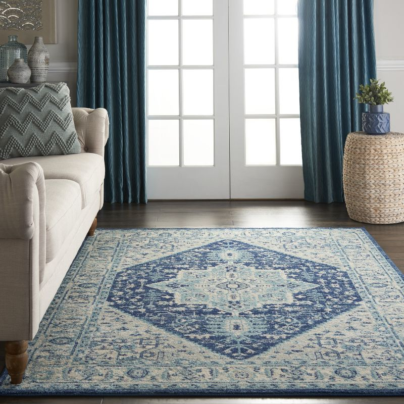 Nourison Tranquil Persian Indoor Rug Ivory Navy 4' x 6'