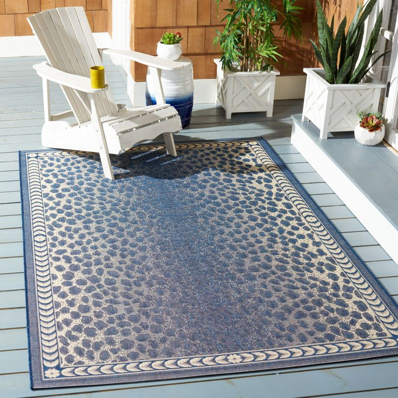 Courtyard CY6100 Power Loomed Indoor/Outdoor Area Rug - Navy/Beige - 4'x5'7" - Safavieh.