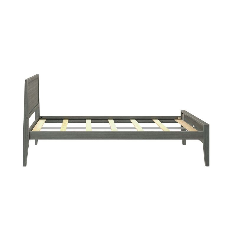 Plank+Beam Solid Wood Full Bed Frame with Panel Headboard, Modern Full Platform Bed with Wood Slat Support, No Box Spring Needed, Clay