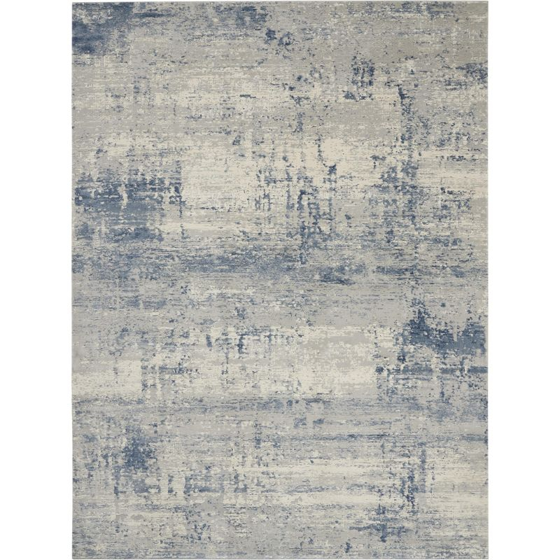 Nourison Rustic Textures Abstract Indoor Area Rug Ivory Blue 9'3" x 12'9"