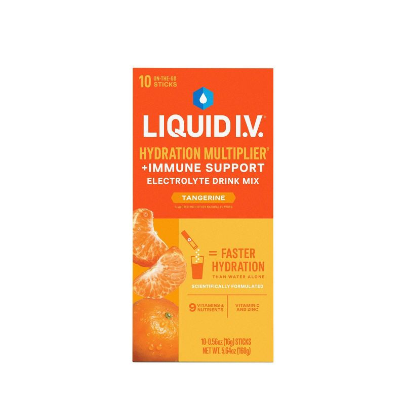 Liquid I.V. Hydration Multiplier + Immune Support Powder Energy Supplements - Tangerine - 0.56oz each/10ct