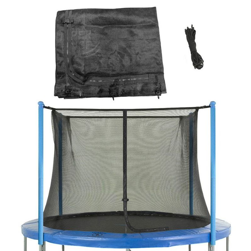 Machrus Upper Bounce Trampoline Safety Enclosure Net, Fits 8 FT Round Frame using 4 Poles (or 2 Arches), Adjustable Straps - Installs Inside of Frame