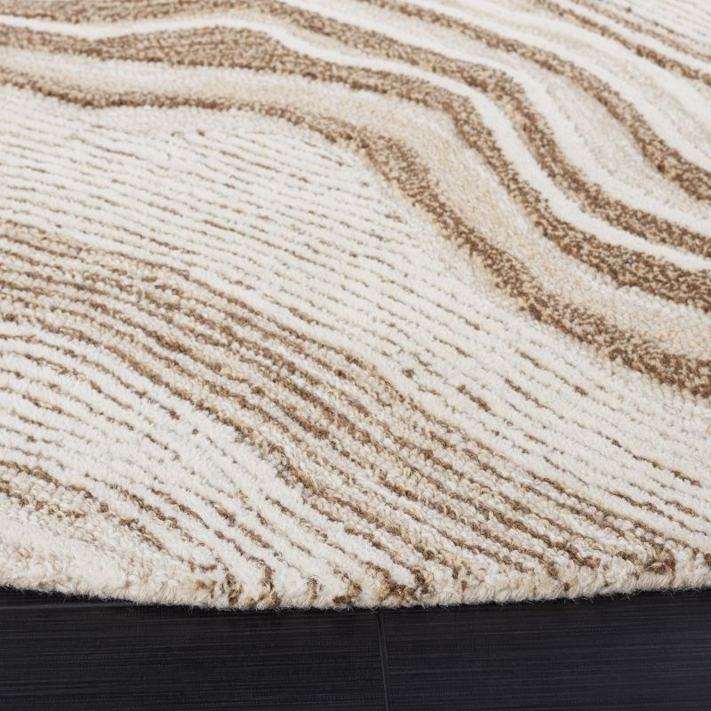 Fifth Avenue FTV121 Hand Tufted Indoor Area Rug - Beige/Ivory - 4' Round - Safavieh