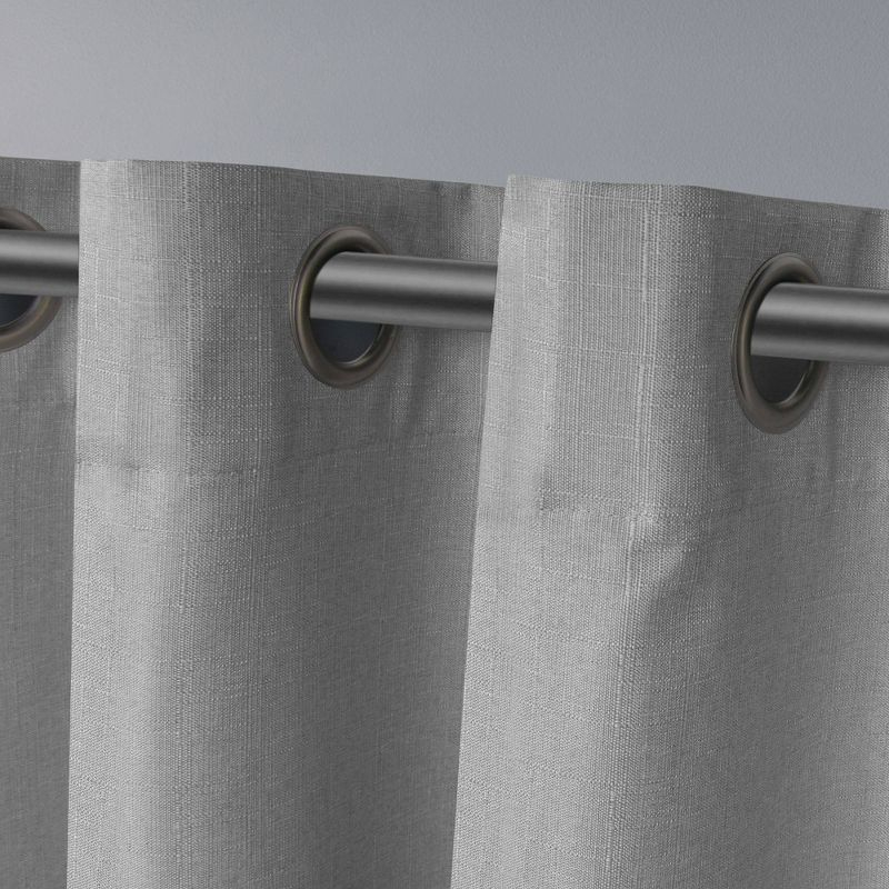 Set of 2 (63"x54") Loha Linen Grommet Top Light Filtering Curtain Panel Dove Gray - Exclusive Home: Modern Polyester