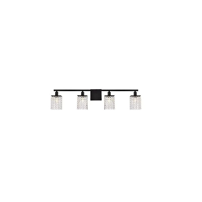Elegant Lighting Phineas 4 lights bath sconce in black with clear crystals