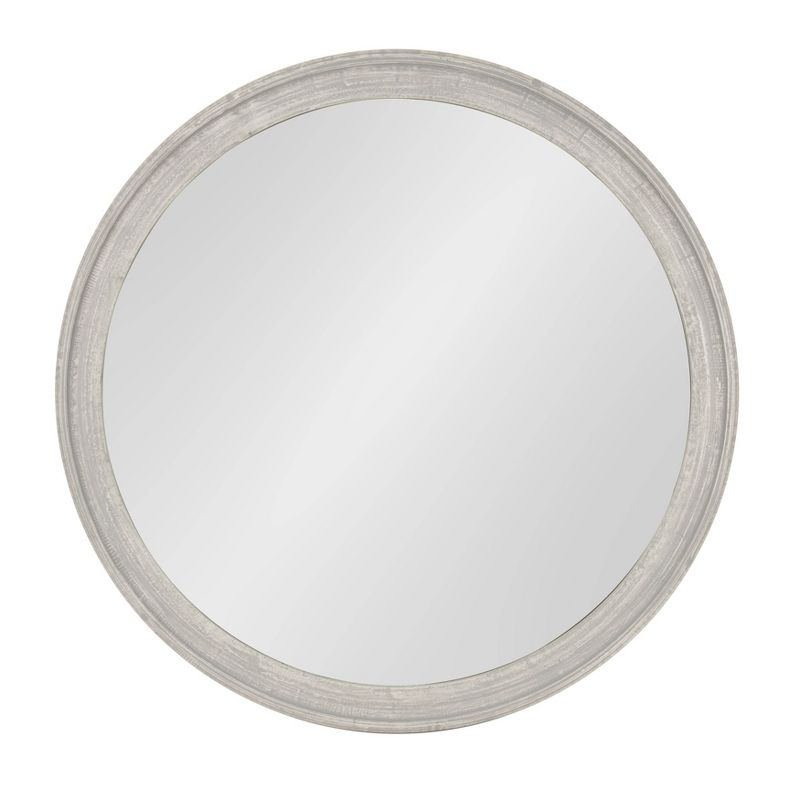 28" x 28" Mansell Circular Shaped Hanging Wood Wall Mirror Gray - Kate and Laurel
