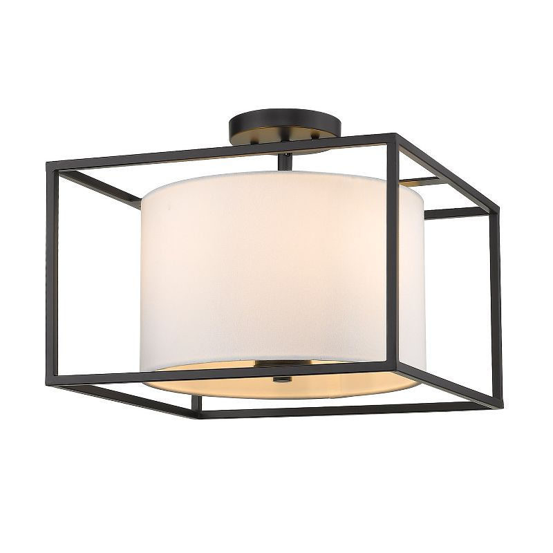 Golden Lighting Manhattan 3-Light Semi-flush in Matte Black with Modern White
