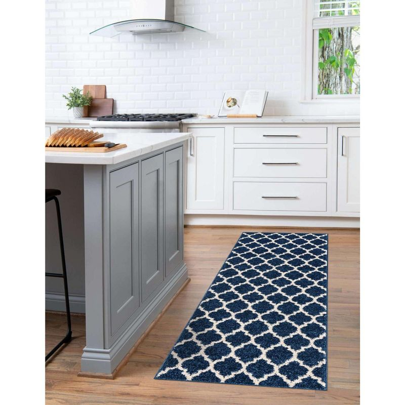 Unique Loom 2' 7 x 16' 5 Trellis Philadelphia Dark Blue Area Rug