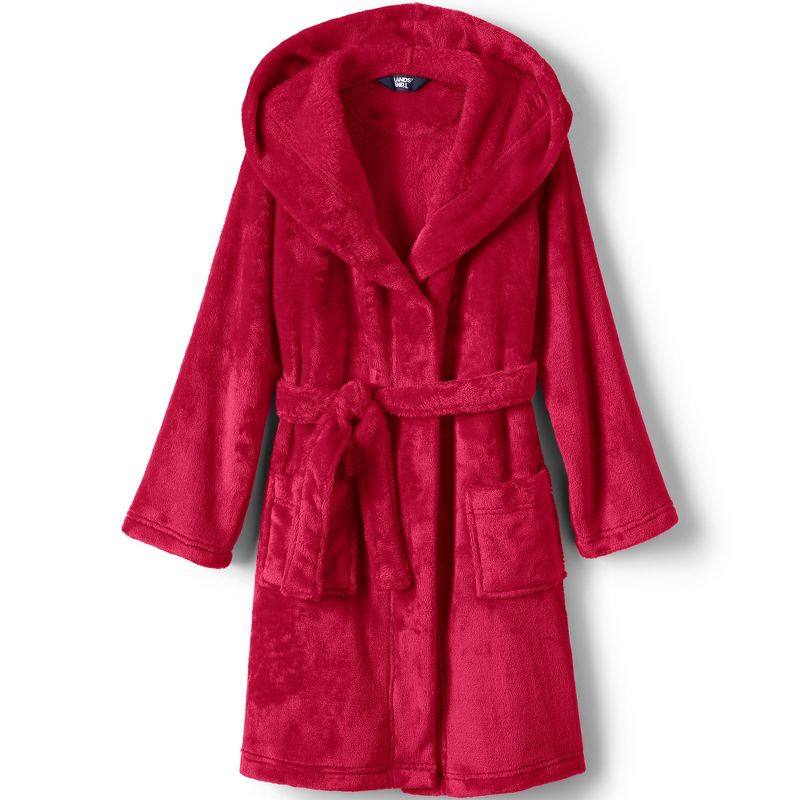 Lands' End Kids Fleece Hooded Robe - 4 - Red