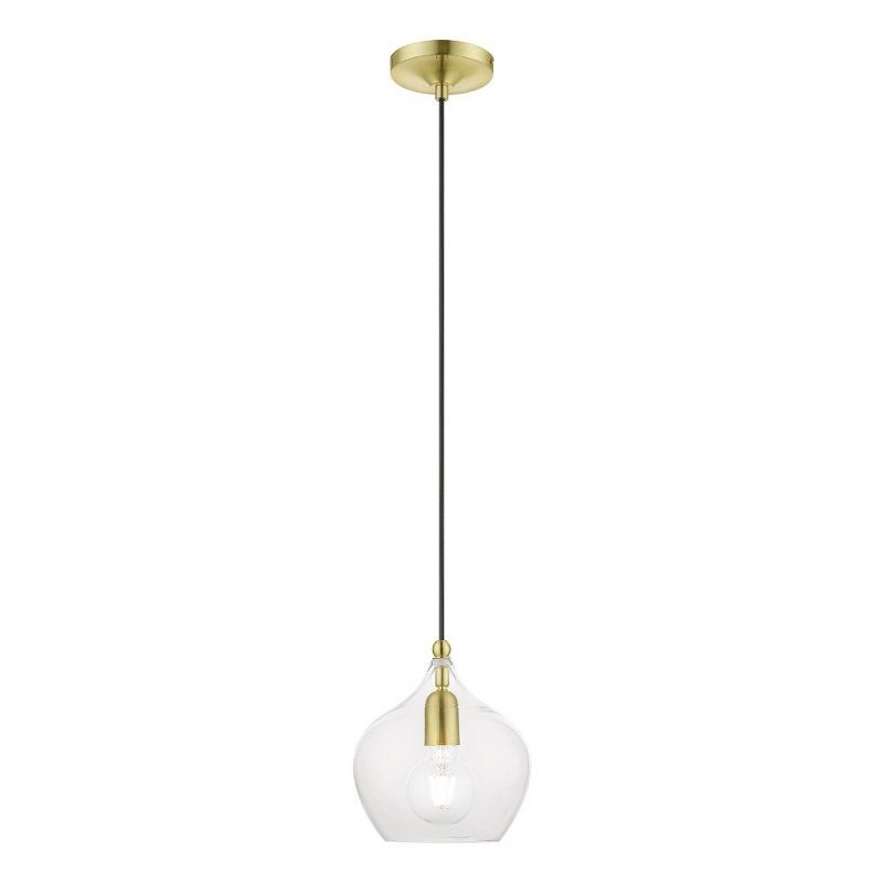 Livex Lighting Aldrich 1 - Light Pendant in  Satin Brass/Polished Brass
