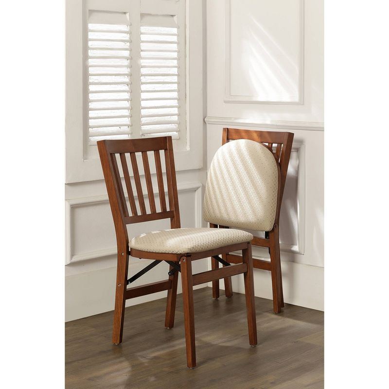 Set of 2 School House Folding Chair Cherry - Stakmore: Upholstered Seat, Wood Frame, No Assembly Required
