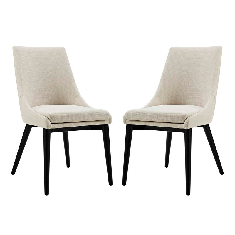 Modway Set of 2 Viscount Dining Side Chair Fabric Beige: Upholstered Polyester, Wood Frame, Armless Design