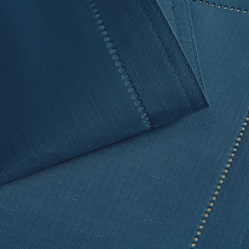 Alison Eyelet Punched Border Fabric Tablecloth - 52" x 52" Square - Copen Blue - Elrene Home Fashions