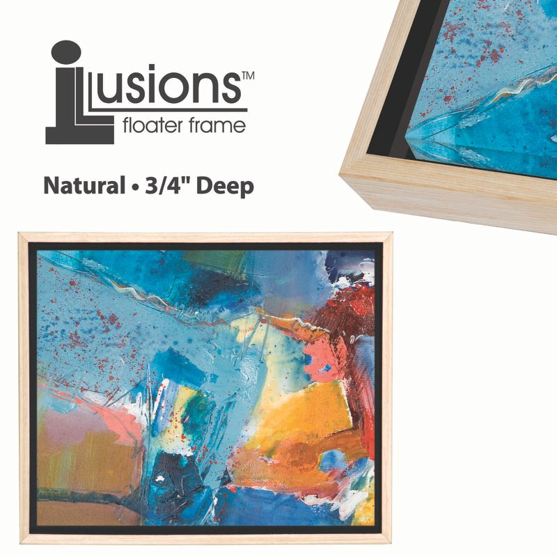 Creative Mark Illusions Floater Frame For 3/4" Deep Canvases - 16x20" Natural - Set of 6 - For Galleries & Home Decor - Wood Float Frame for Canvas