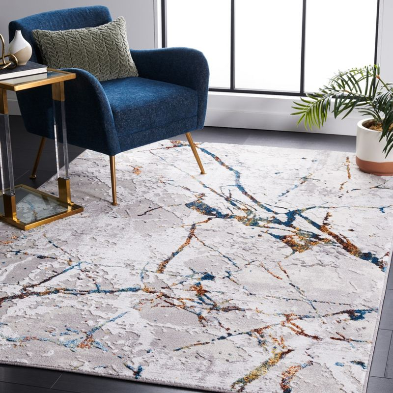 Amelia ALA293 Power Loomed Indoor Area Rug - Grey/Blue Gold - 4'5"x6'5" - Safavieh