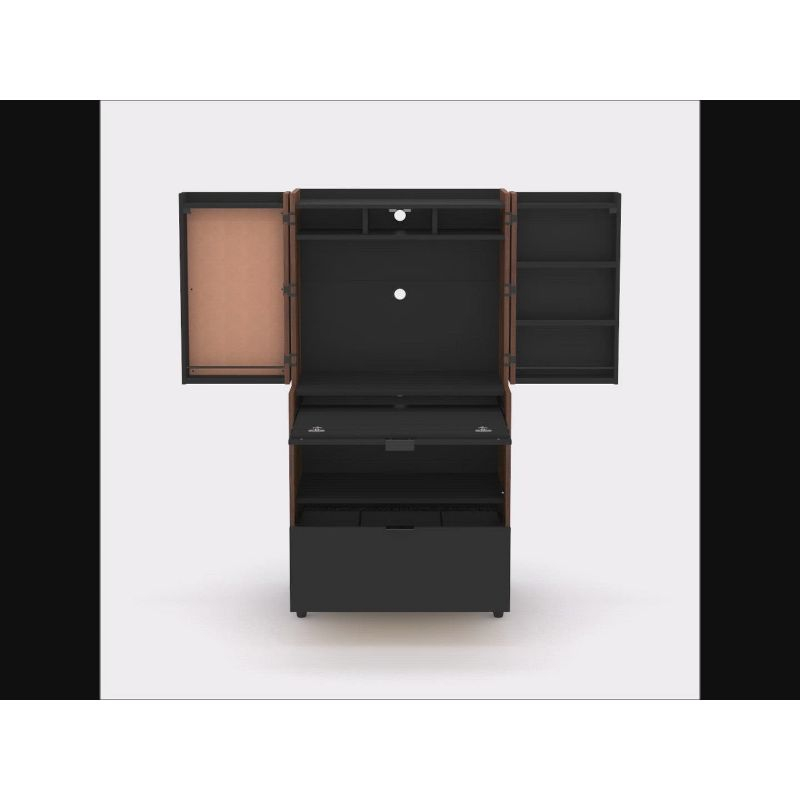 Harvey Park Computer Cabinet Grand Walnut - Sauder: Swing-Out Doors, Cork Board, File Drawer