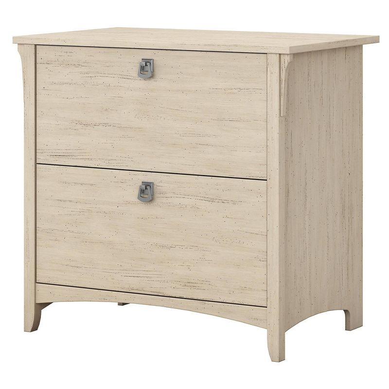 Salinas 2 Drawers File Cabinet In Antique White - Bush Furniture: Mid-Century Modern, Wood Composite, Laminate Surface