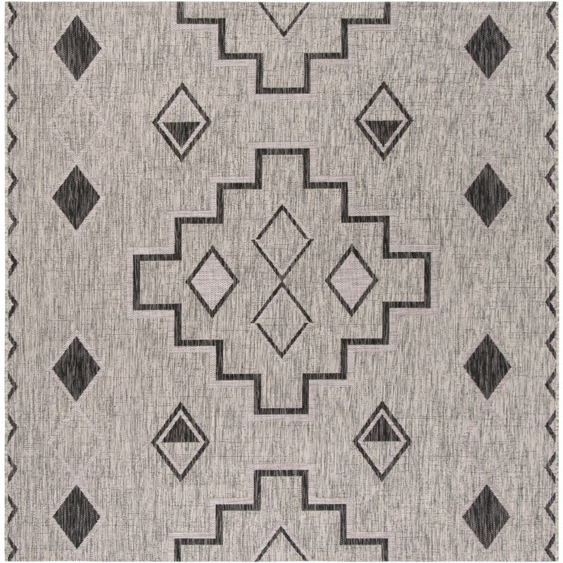 Courtyard CY8533 Power Loomed Indoor/Outdoor Area Rug - Grey/Black - 4'x4' - Safavieh.
