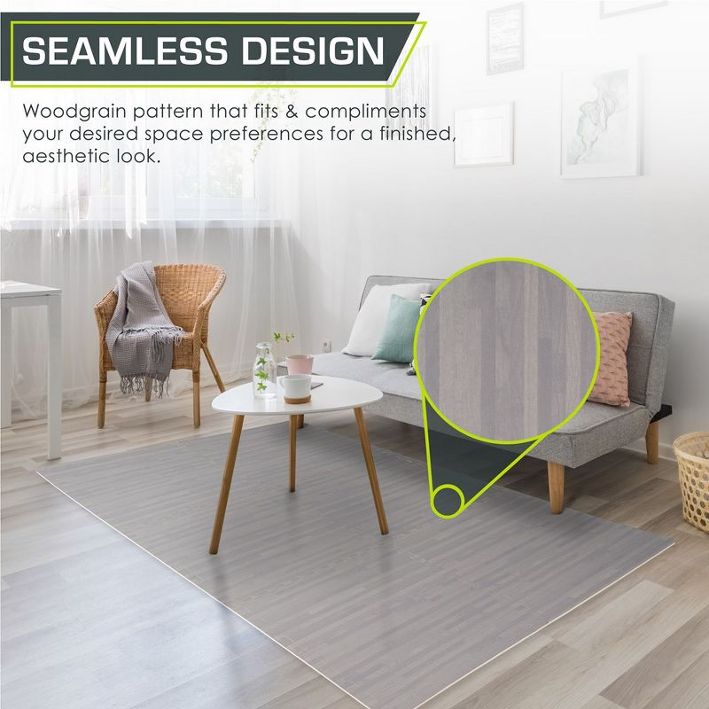 Wood Grain Puzzle Mat 1/2-in, Slate Grey, 24 Sq Ft - 6 Tiles