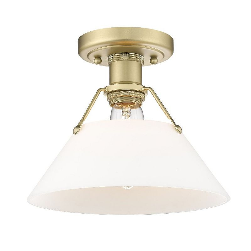 Golden Lighting Orwell 1-Light Flush Mount in Brushed Champagne Bronze with Opal Glass