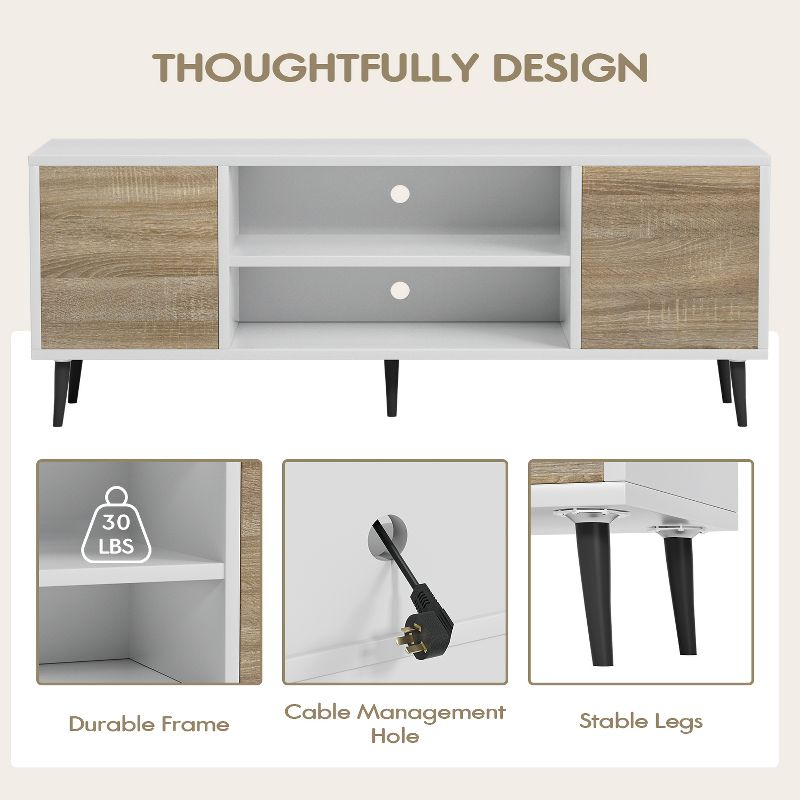 LACOO 58" Modern Simplicity TV Stand Media Console Fits TV's up to 65" - Scandi White